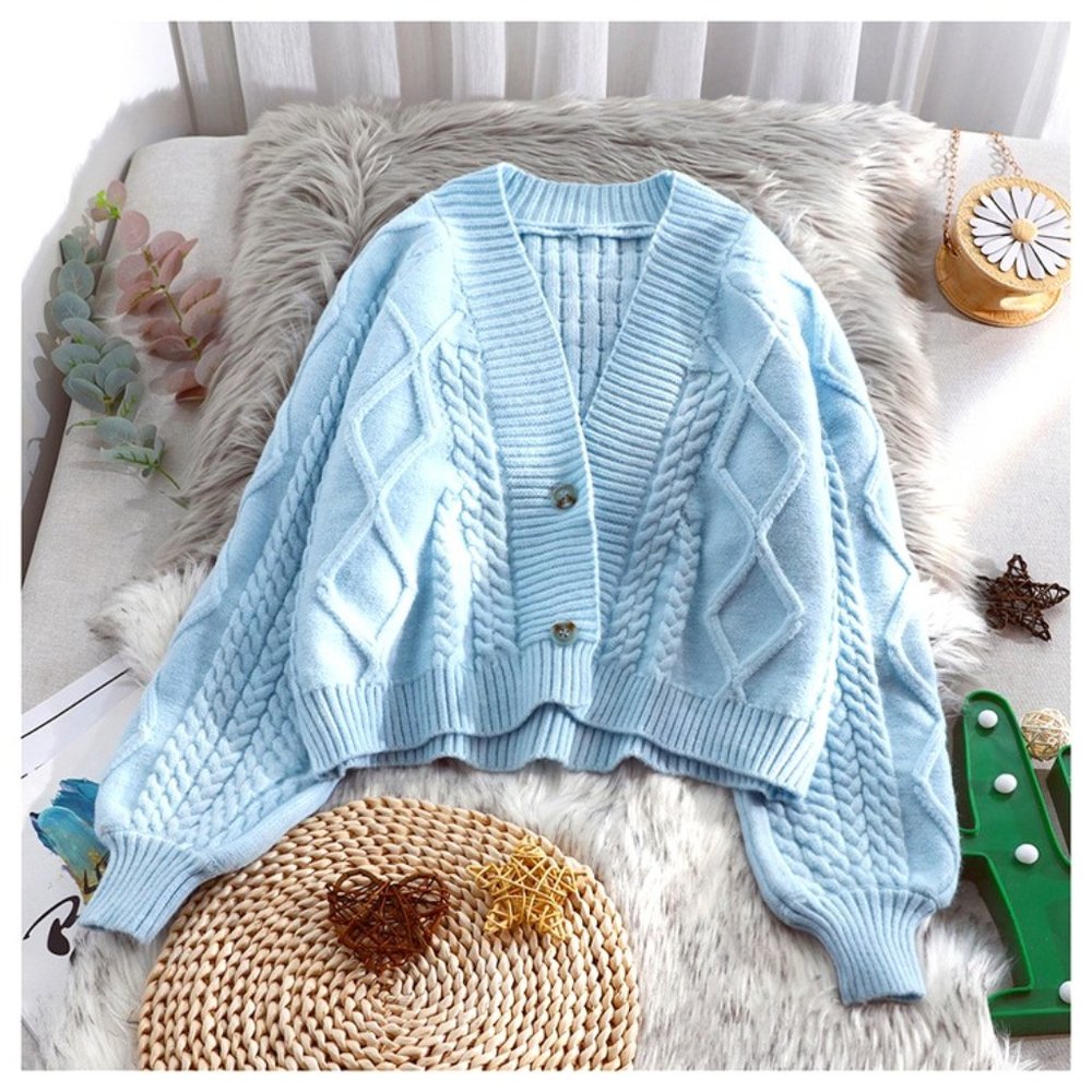Cable Knit loose fit Cropped Cardigan